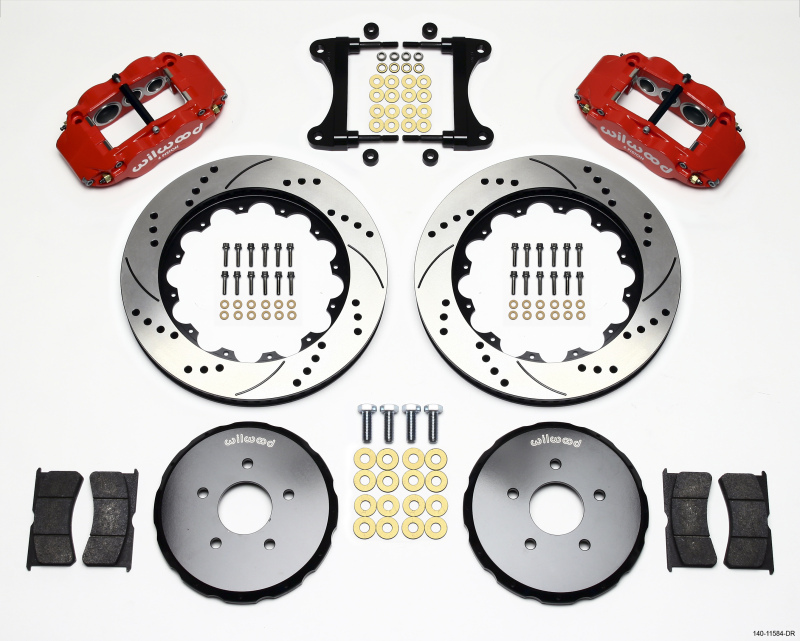 Wilwood Narrow Superlite 6R Front Hat Kit 14.00in Drill Red Nissan 370Z/Fiti G37