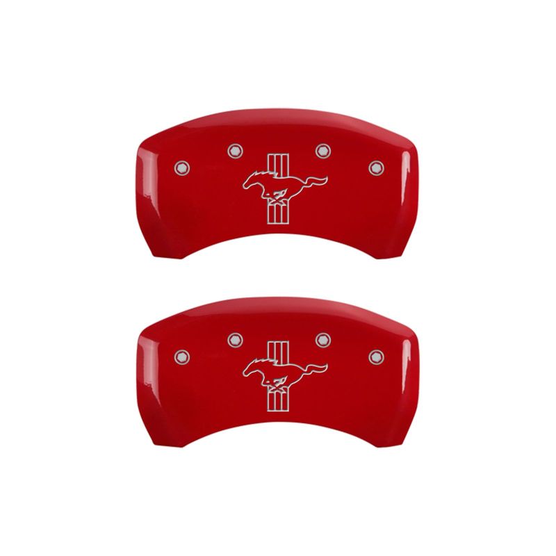 MGP Rear set 2 Caliper Covers Engraved Rear GT500 Shelby & Cobra Red finish silver ch thumbnail 6