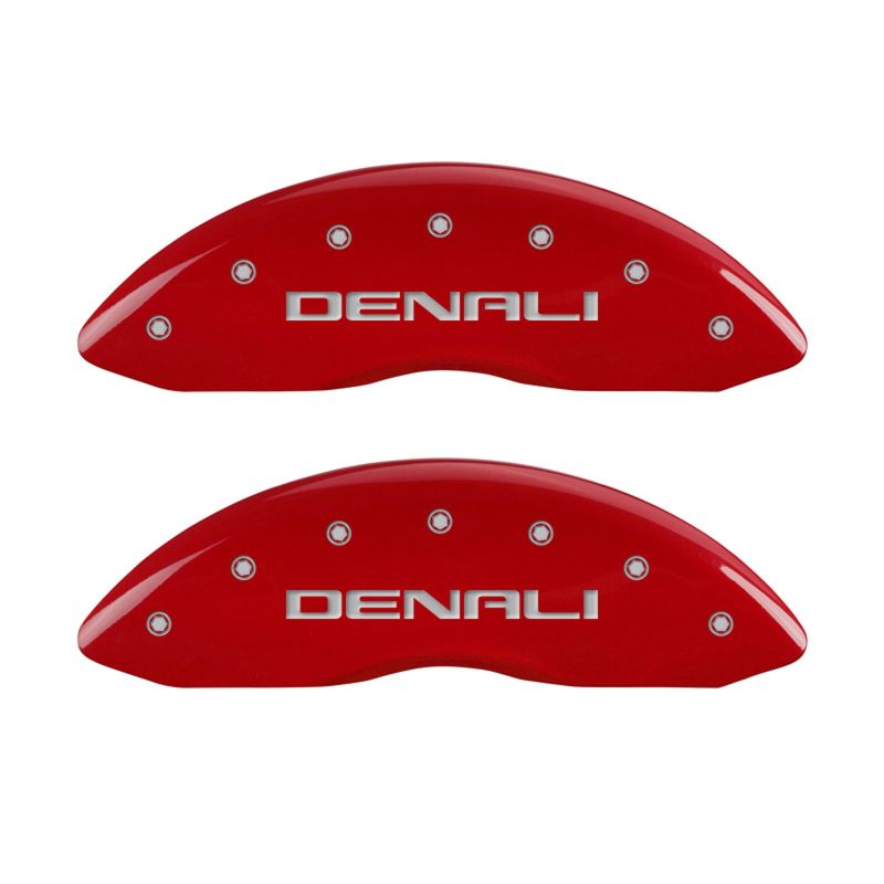 MGP 4 Caliper Covers Engraved Front & Rear Denali Red finish silver ch thumbnail 3