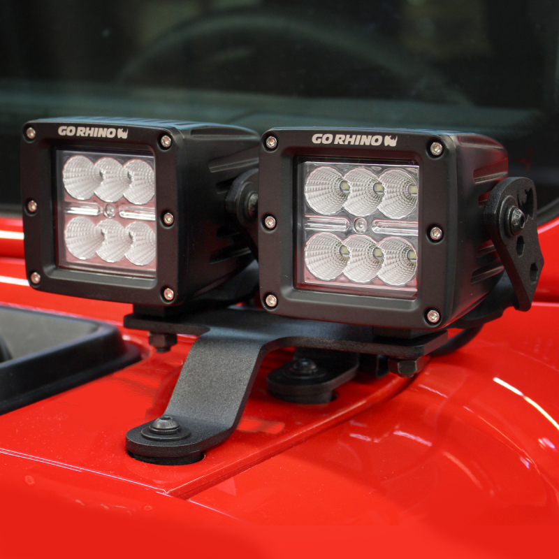 Go Rhino 18-20 Jeep Wrangler JL/JLU/Gladiator JT Light Mount - Two 3in Cubes thumbnail 6