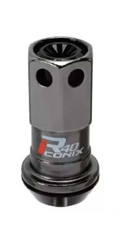 Project Kics R40 Iconix 12x1.25 Black Lug Nut (Black Seat) - 1pc