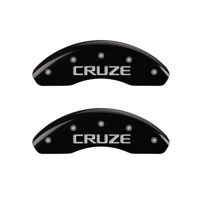MGP Front set 2 Caliper Covers Engraved Front Cruze Black finish silver ch thumbnail 3