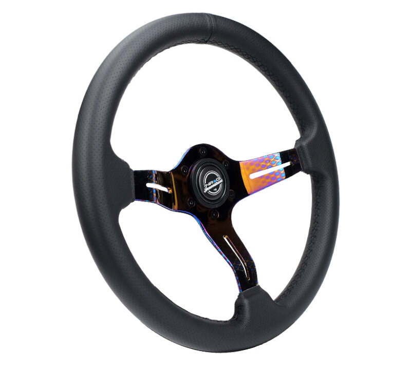 NRG Light Weight Gaming Steering Wheel - Splitz NeoChrome Silver Spokes Perforated Leather thumbnail 8