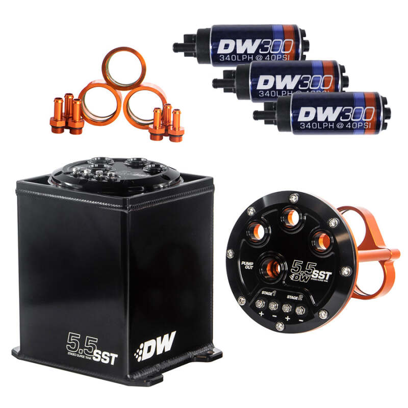 DeatschWerks 5.5L Modular Surge Tank Includes 3 DW300 Fuel Pumps thumbnail 2