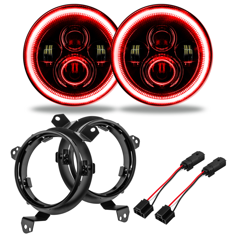 Oracle Jeep Wrangler JL/Gladiator JT 7in. High Powered LED Headlights (Pair) - Red thumbnail 2