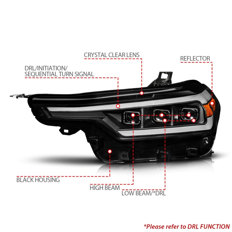 Anzo 2023+ Chevy Colorado Full LED Proj. Headlights w/ Black Housing - Seq. Lightbar w. DRL thumbnail 5