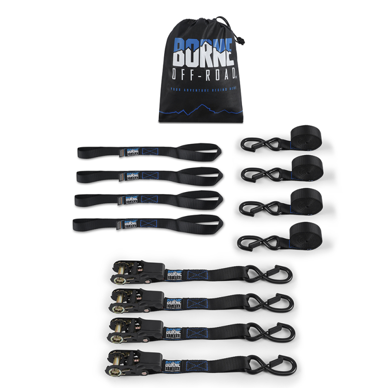 Borne Off-Road Medium-Duty Ratchet Tie-Down Kit (4-Pack) Black thumbnail 3