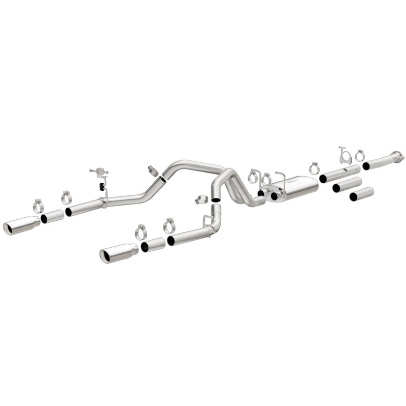 MagnaFlow Stainless Cat-Back Exhaust 2015 Chevy Silverado 2500HD 6.0L Dual Split Rear Exit 4in thumbnail 3