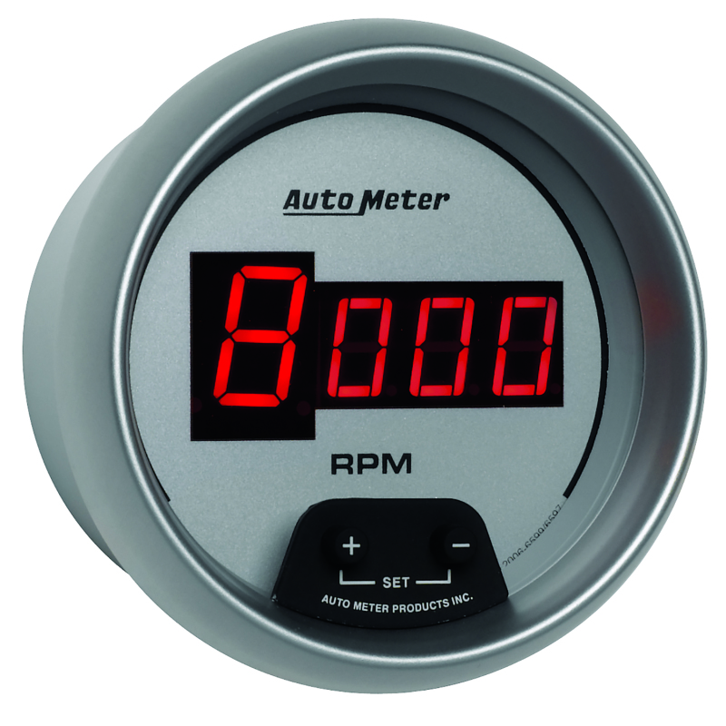 AutoMeter Gauge Tach 3-3/8in. 10K RPM In-Dash Digital Silver Dial W/ Red Led thumbnail 5