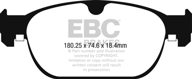 EBC 2017+ Volvo S90 2.0L Turbo Redstuff Front Brake Pads thumbnail 4