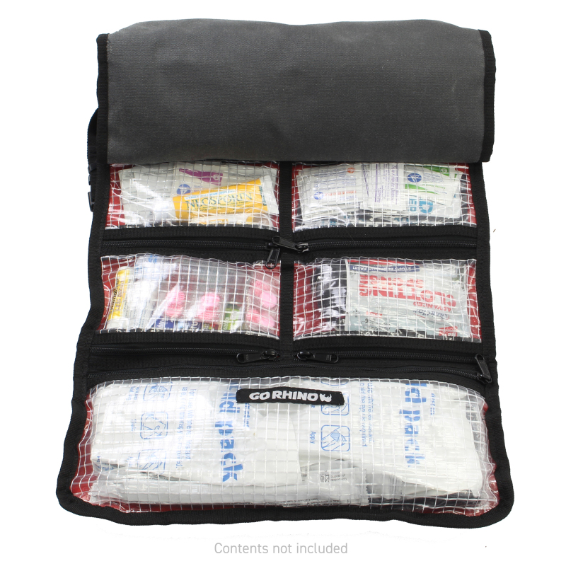 Go Rhino XVenture Gear First Aid Roll - Large (5x5in. Closed) 12oz Waxed Canvas - Black thumbnail 5