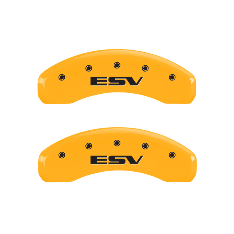 MGP 4 Caliper Covers Engraved Front Escalade Engraved Rear ESV Yellow finish black ch thumbnail 8