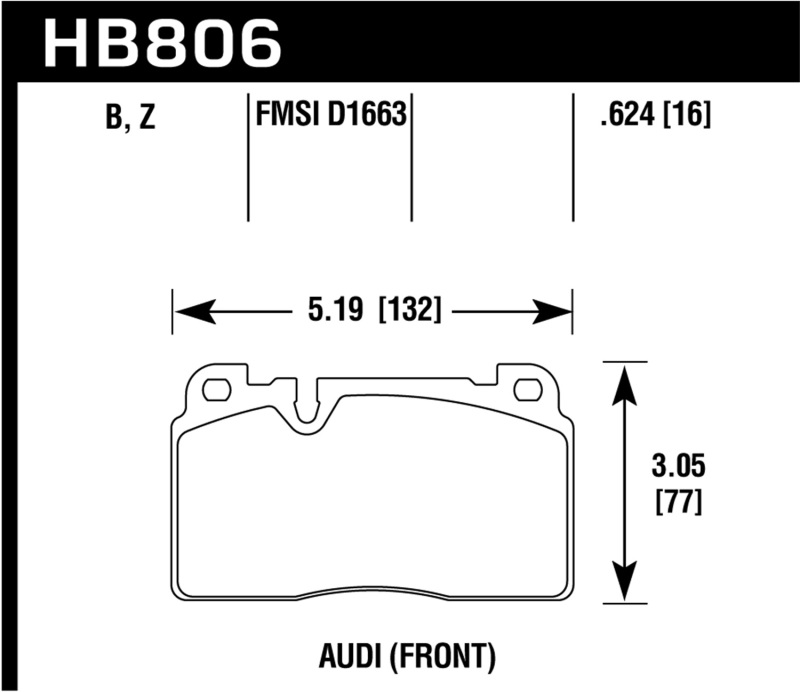 Hawk 16-17 Audi A6 HPS 5.0 Front Brake Pads thumbnail 4