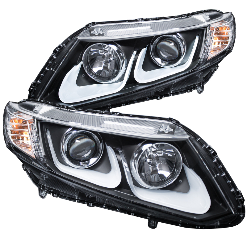 ANZO 2012-2015 Honda Civic Projector Headlights w/ U-Bar Black thumbnail 4