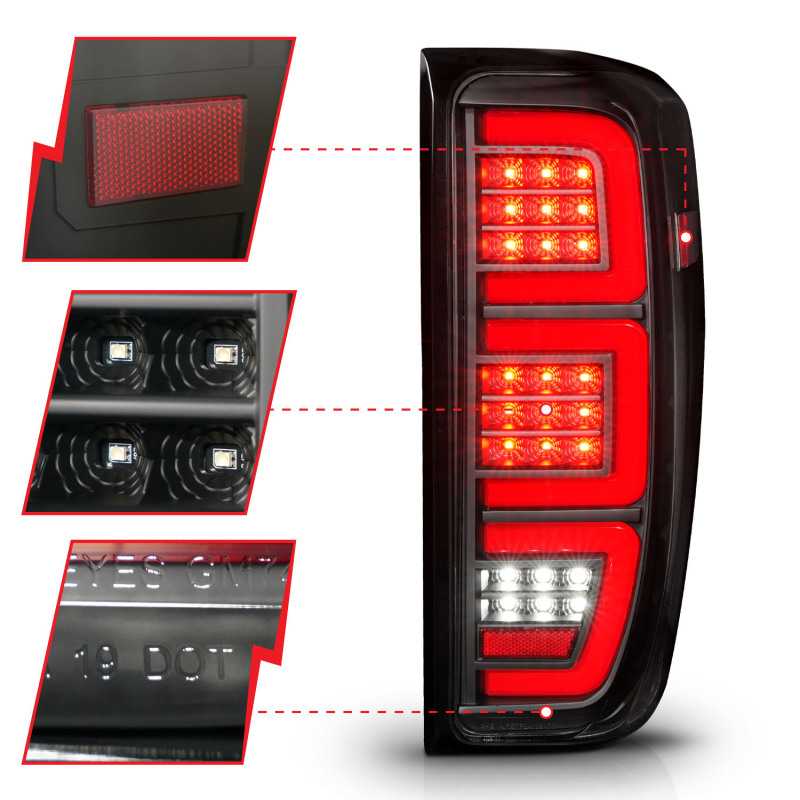 ANZO 19-23 GMC Sierra 1500/2500HD/3500HD Black Replacement Full LED Bar Tail Light thumbnail 9