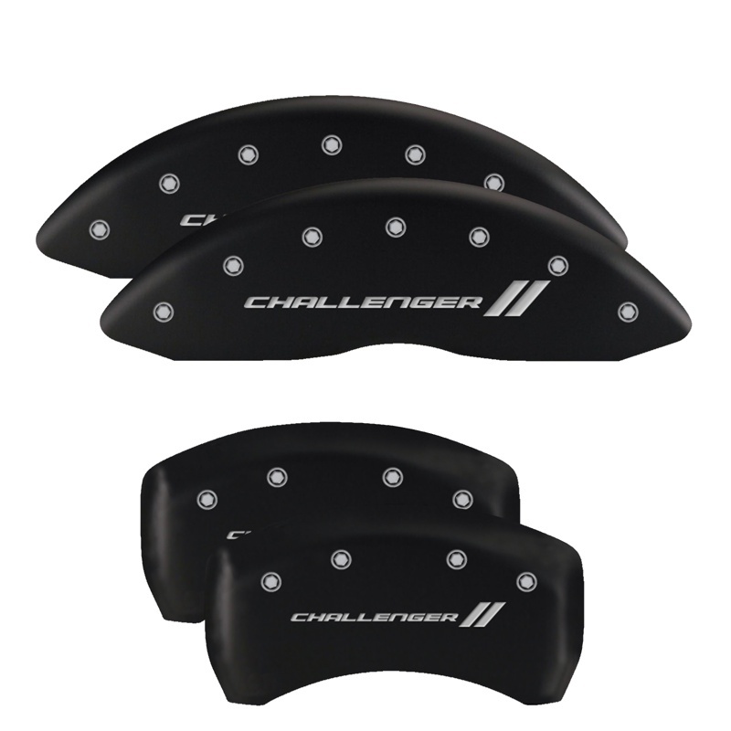 MGP 4 Caliper Covers Engraved Front & Rear MOPAR Black finish silver ch thumbnail 6
