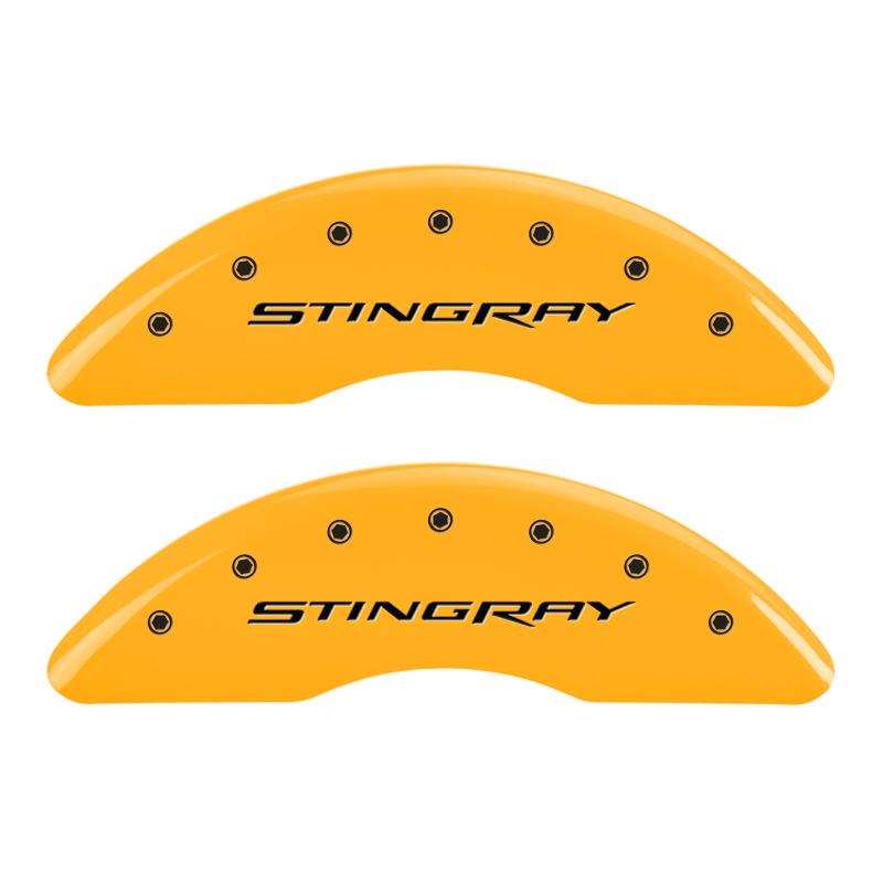 MGP 4 Caliper Covers Engraved Front & Rear Stingray Yellow finish black ch thumbnail 4