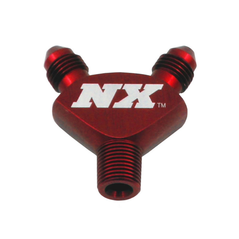 Nitrous Express 1/8NPT x 3AN x 3AN Billet Pure-Flo Y Fitting - Red thumbnail 2