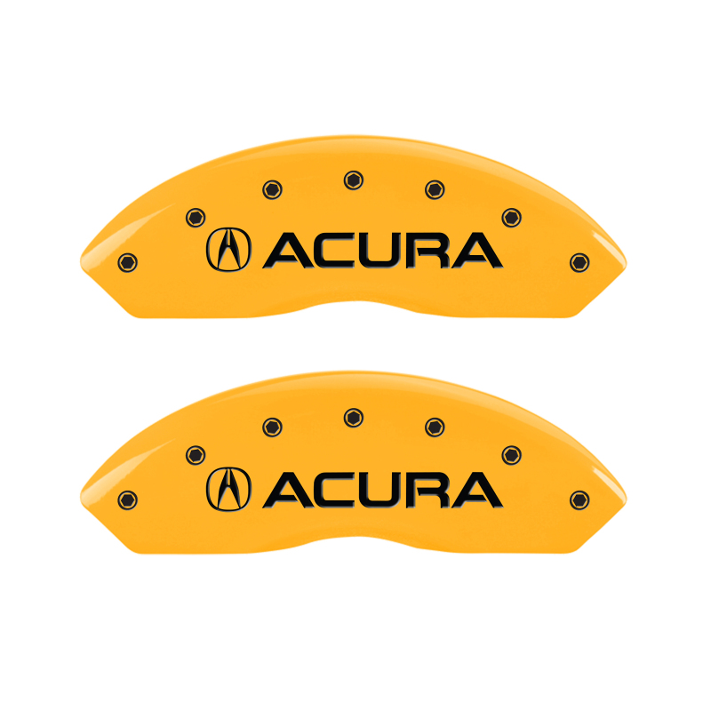 MGP 4 Caliper Covers Engraved Front & Rear Acura Yellow finish black ch thumbnail 7