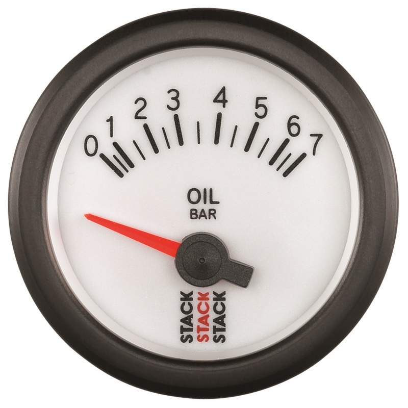 Autometer Stack 52mm 0-7 Bar M10 Male Electric Oil Pressure Gauge - White thumbnail 2