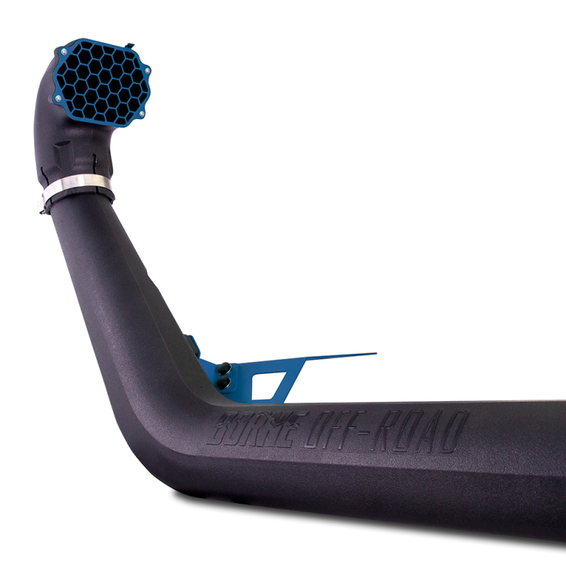 Borne Off-Road Snorkel Air Intakes MMAI-JL-18NMWBL Intake Kits, Intake Snorkel, Polyethylene Tube, Black, Micro-Wrinkle Blue Brackets, Jeep, Kit thumbnail 6