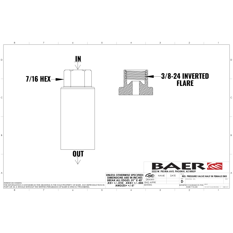 Baer Brakes Residual Valve - 2LB, 3/8 IFF Fittings thumbnail 3