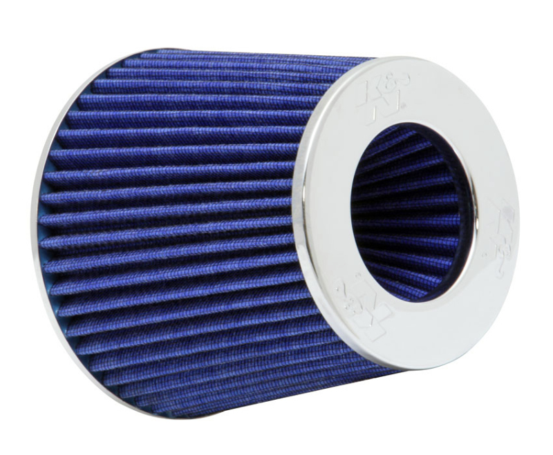 K&N Universal Air Filter Chrome Round Tapered Blue - 4in Flange ID x 1.125in Flange Length x 5.5in H thumbnail 2