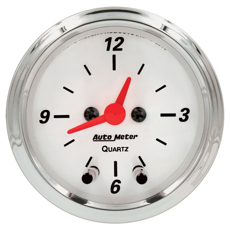 Autometer Arctic White 2-1/6in 12 Hour Analog Clock Gauge thumbnail 3