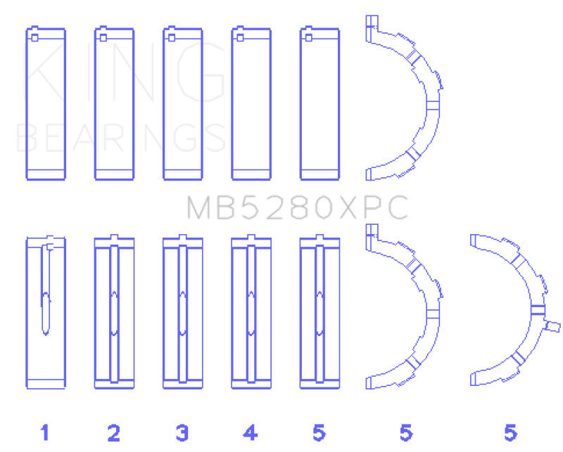 King Engine Bearings Ford V8 4.6L/5.4L SOHC Coated (Size .026) Crankshaft Main Bearings (Set of 5) thumbnail 4