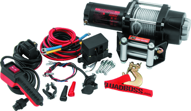 QuadBoss Winch Kit - 39ft x 7/32in Cable - 3.5hp - Roller Fairlead - Wired Remote - 3500lb