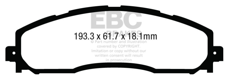 EBC 13+ Ford F250 (inc Super Duty) 6.2 (2WD) Ultimax2 Rear Brake Pads thumbnail 6