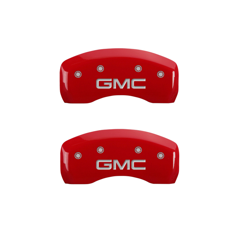 MGP 4 Caliper Covers Engraved Front & Rear GMC Red finish silver ch thumbnail 6