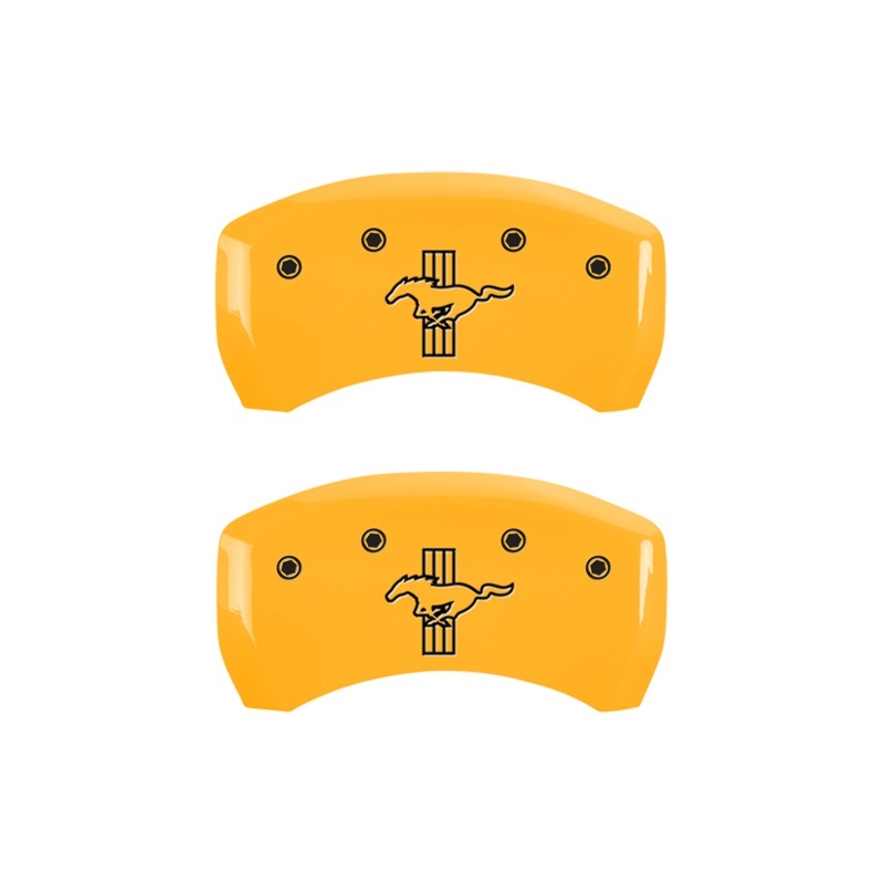 MGP Rear set 2 Caliper Covers Engraved Rear S197/Bar & Pony Yellow finish black ch thumbnail 3