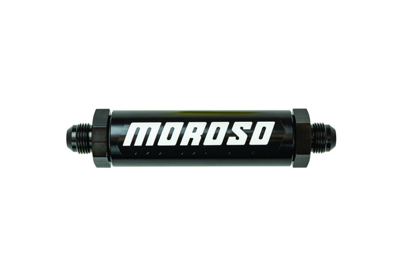 Moroso In-Line Fuel Filter - 6.5in -8An - 40 Micron SS Filter - Aluminum
