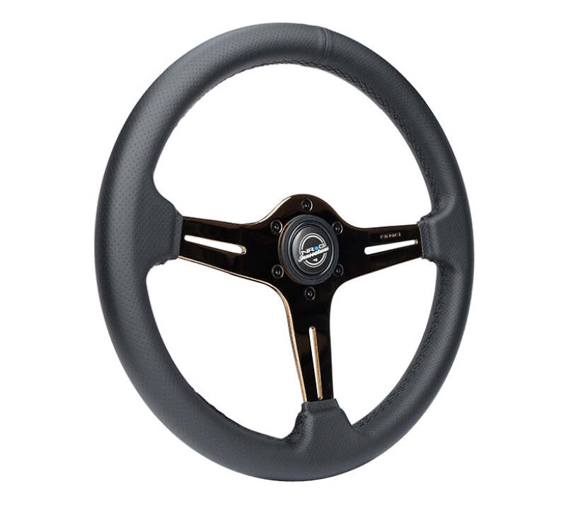 NRG Light Weight Gaming Steering Wheel - Blitz 350mm 3 Rose Gold Spokes Slits - Leather - No Dish thumbnail 7