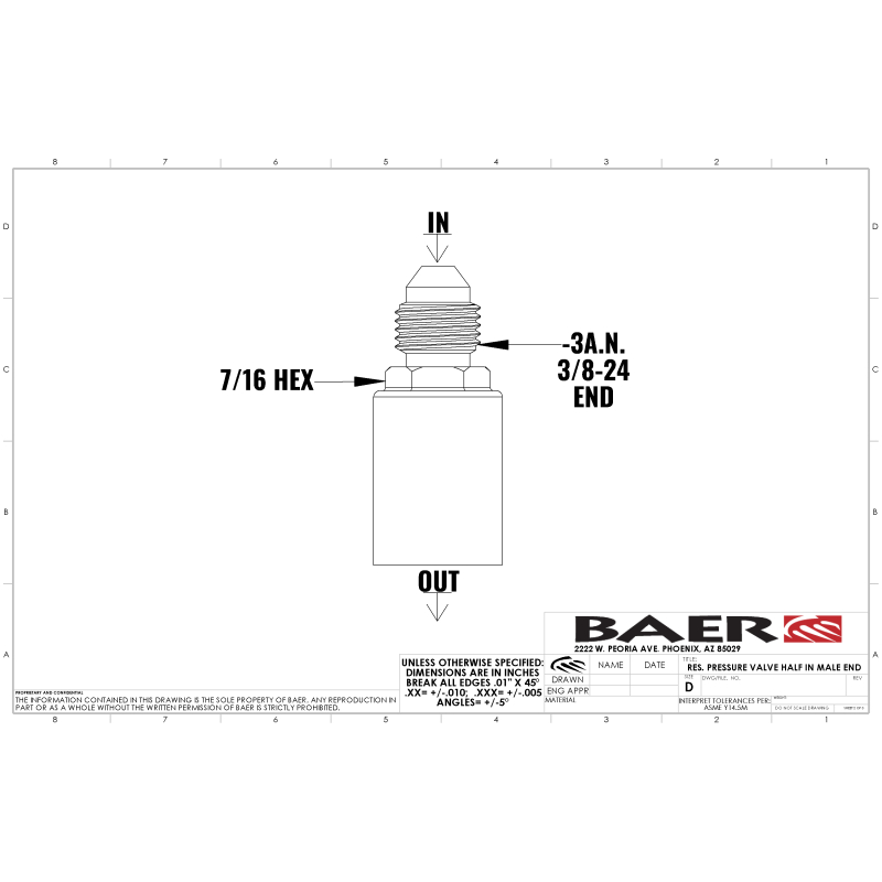 Baer Brakes Residual Valve - 10LB, -3AN Fittings thumbnail 3