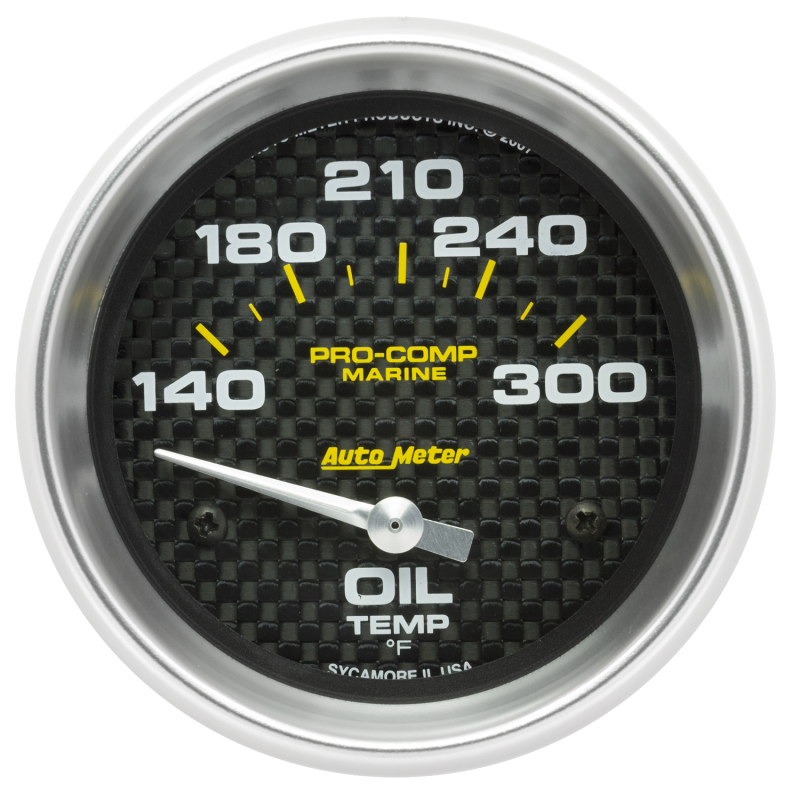 Autometer Marine Carbon Fiber Electric Oil Temperature Gauge 2-5/8in 140-300 Deg F thumbnail 7