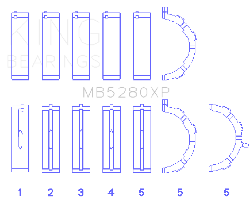 King Engine Bearings Ford Prod. V8 4.6L/5.4L (Size STD) Performance Main Bearing Set - Size STD thumbnail 5