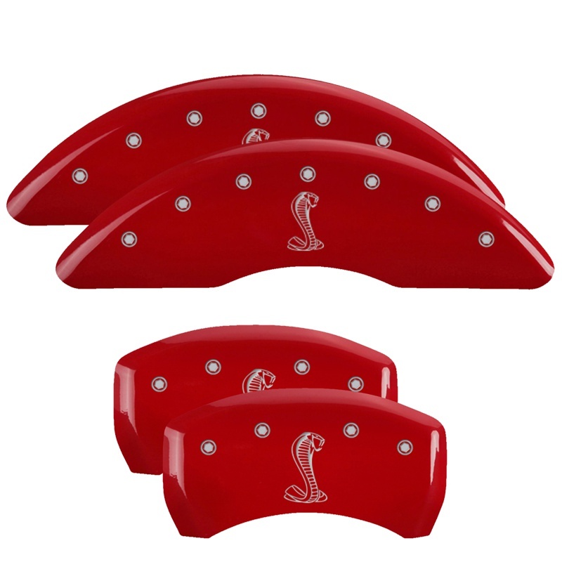 MGP 4 Caliper Covers Engraved Front & Rear Tiffany Snake Red finish silver ch thumbnail 6