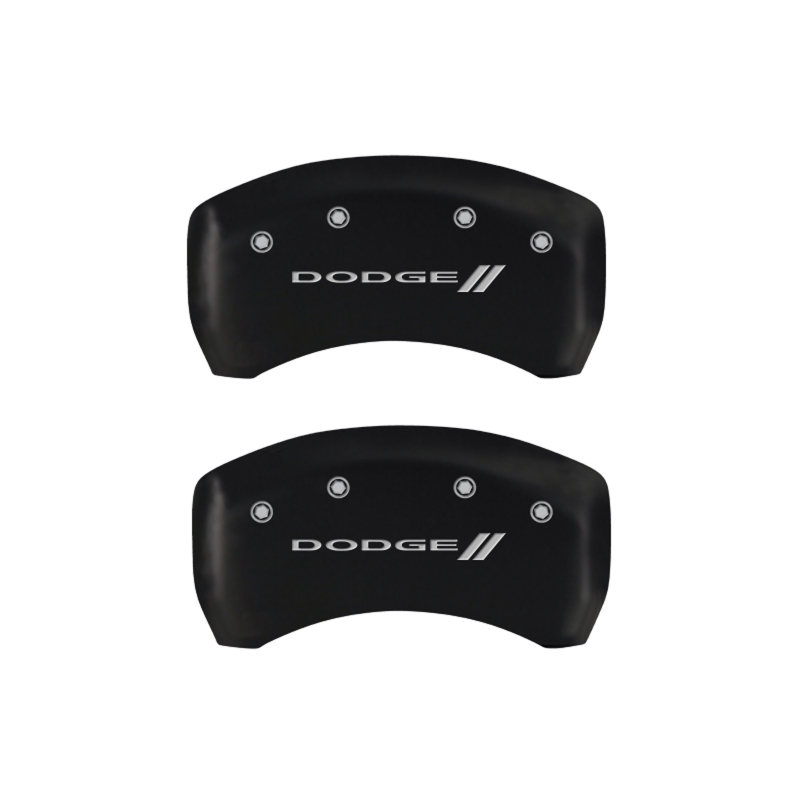 MGP 4 Caliper Covers Engraved Front & Rear With stripes/Dodge Red finish silver ch thumbnail 7