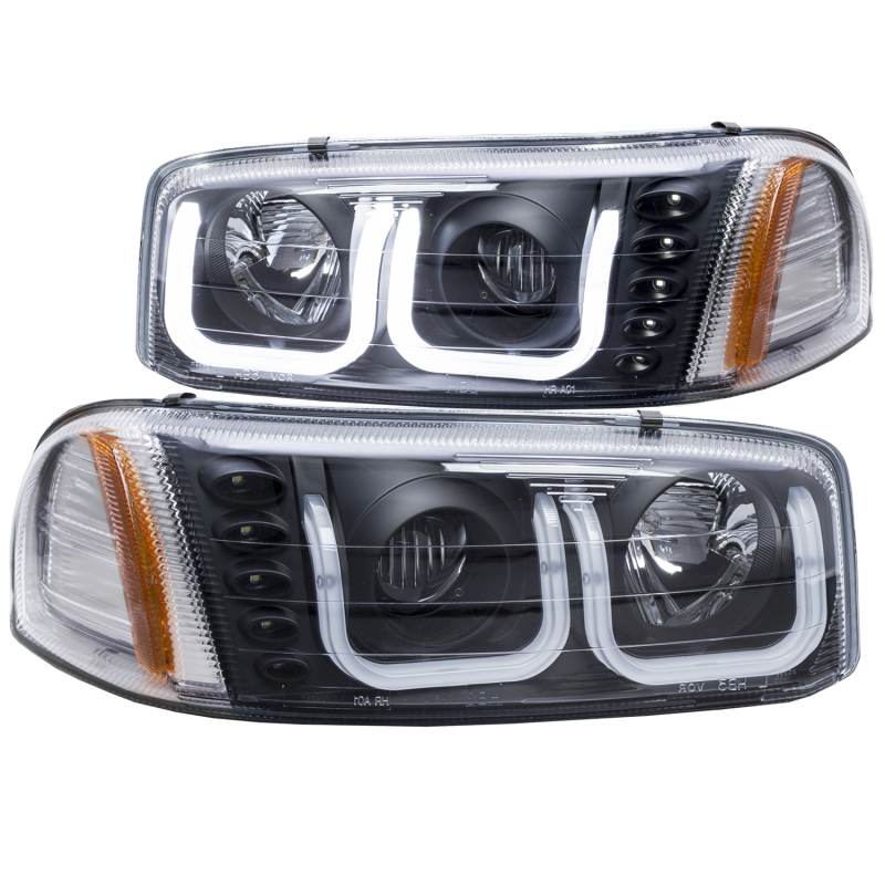 ANZO 1999-2006 GMC Sierra 1500 Projector Headlights w/ U-Bar Black thumbnail 6