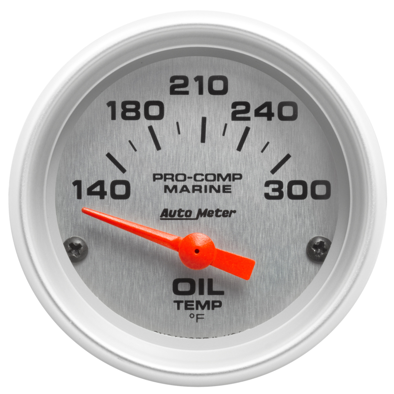 Autometer Marine Silver Ultra-Lite 2-1/16in Electric Oil Temperature Gauge 140-300 Deg F thumbnail 5