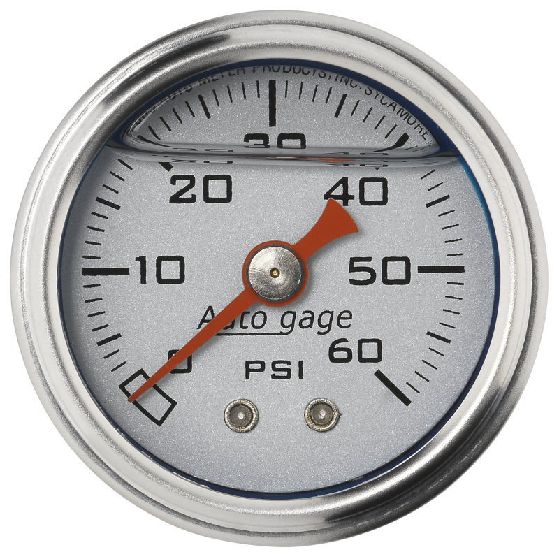 Autometer AutoGage 1.5in Liquid Filled Mechanical 0-60 PSI Fuel Pressure Gauge - Silver thumbnail 4