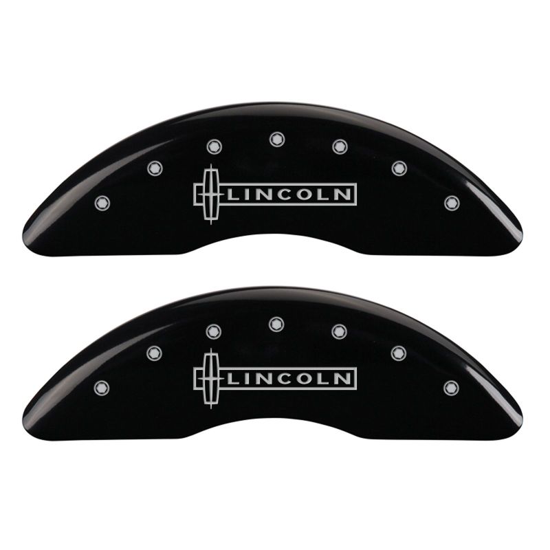 MGP 4 Caliper Covers Engraved Front Lincoln Engraved Rear Star logo Black finish silver ch thumbnail 4