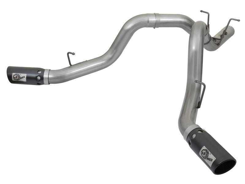 aFe LARGE BORE-HD 4in 409-SS DPF-Back Exhaust w/Dual Black Tips 2017 GM Duramax V8-6.6L (td) L5P thumbnail 2
