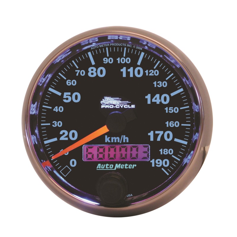 Autometer Pro-Cycle Gauge Speedo 2 5/8in 190 Kmh Elec Black thumbnail 2