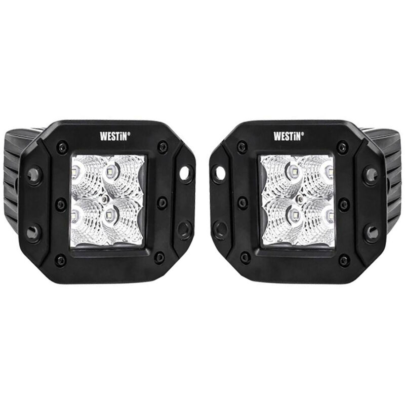 Westin FM4Q 3W Osram w/mounting hardware and pigtail connectors (set of 2) - Black