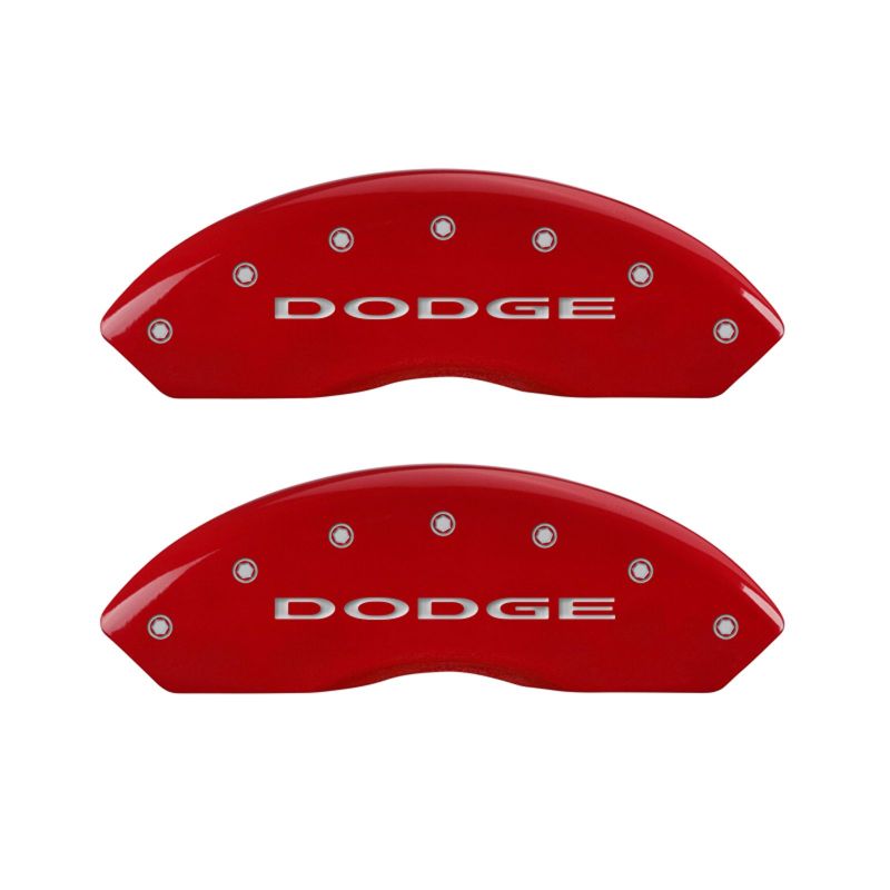 MGP 4 Caliper Covers Engraved Front & Rear With out stripes/Dodge Red finish silver ch thumbnail 5