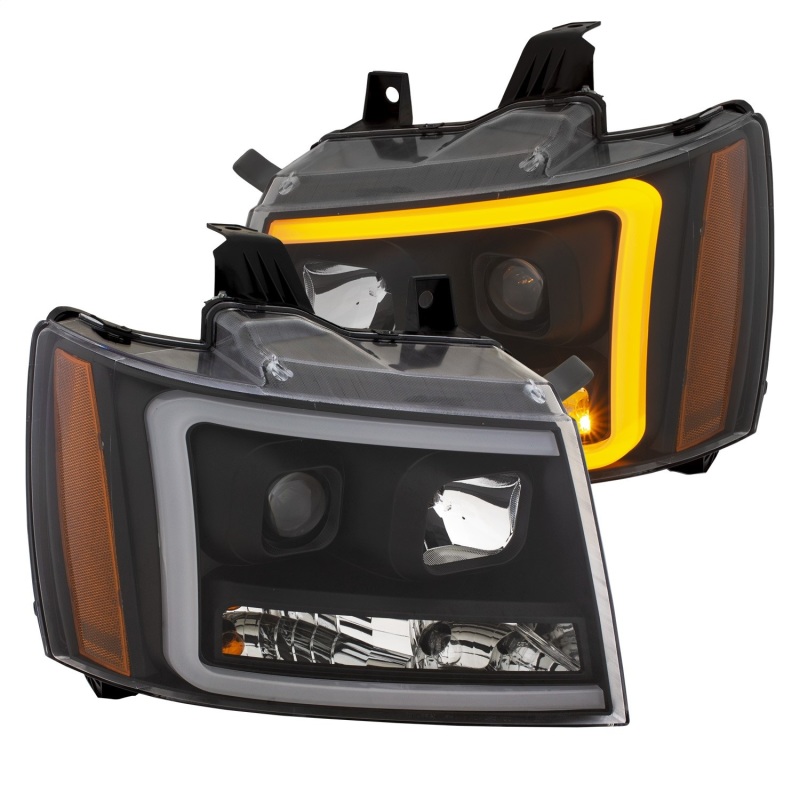 ANZO 07-14 Chevy Tahoe Projector Headlights w/ Plank Style Design Black w/ Amber thumbnail 8