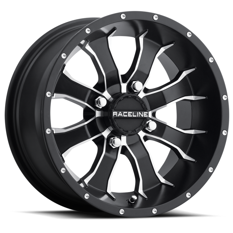 Raceline A77 Mamba 14x7in / 4x115 BP / 10mm Offset / 80.3mm Bore - Black & Machined Wheel thumbnail 4